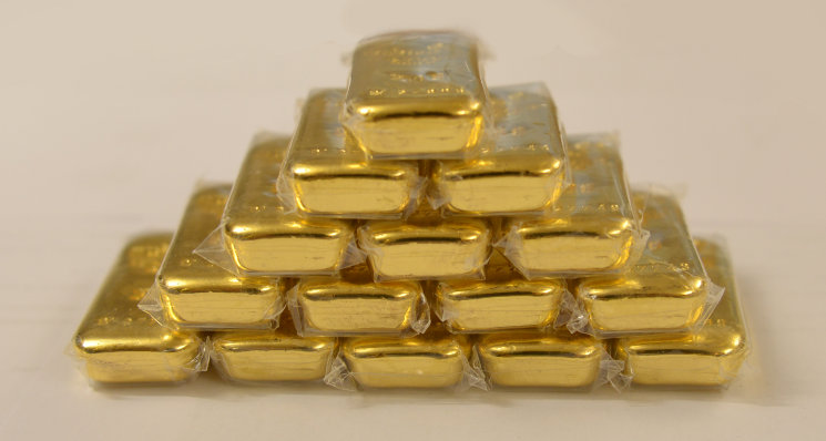 Goldbarren Stapel
