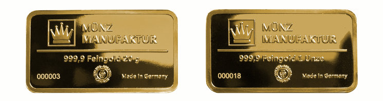 Anlagebarren Gold MünzManufaktur